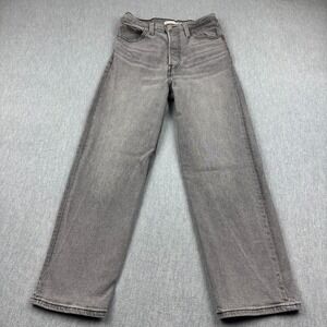 Levis Jeans Womens 27x27 Gray Ribcage Straight Ankle Button Fly High Waisted